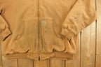 Vintage Heavily Distressed 1990s Carhartt Full Zip Fleece Lined Hoodie Sweatshirt