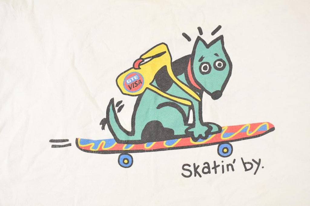 Vintage 1990s Skatin By Souvenir Skateboarding Dog T-Shirt Men's L