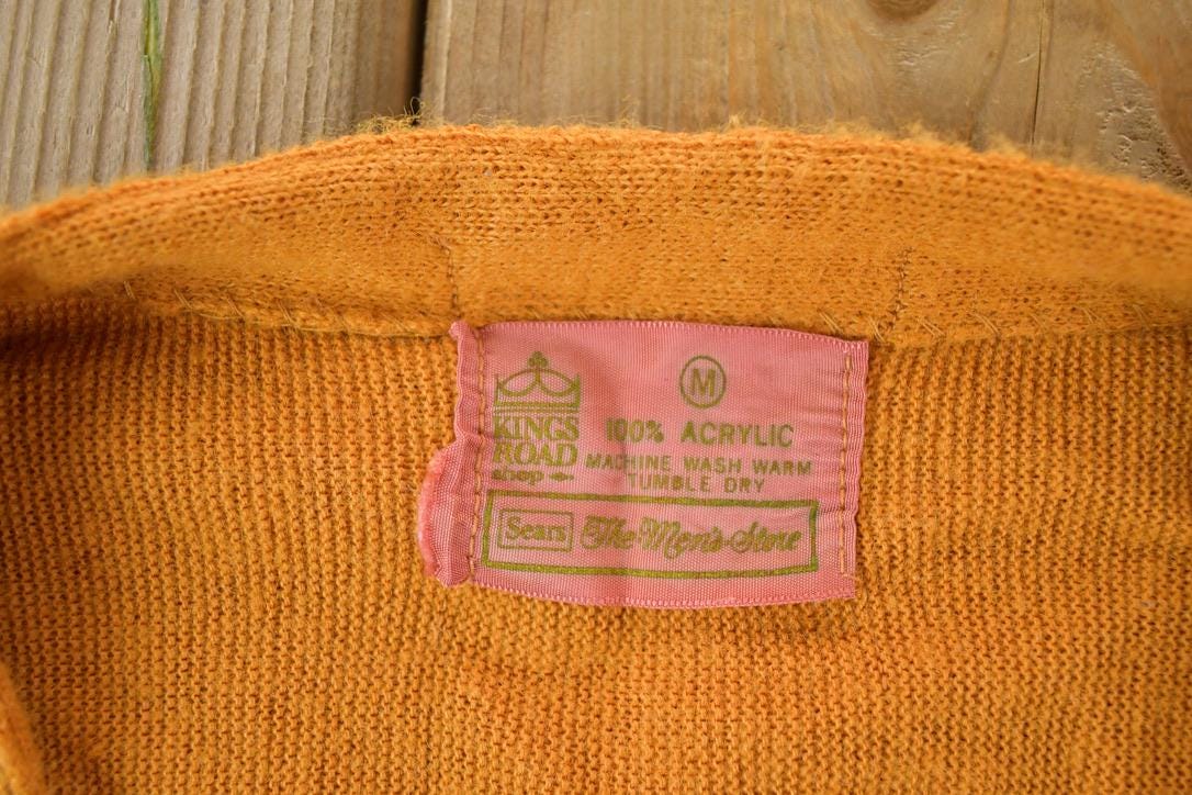 Vintage 1970s Sears Knit Perfect Mild Distress Cardigan Sweater Made In USA