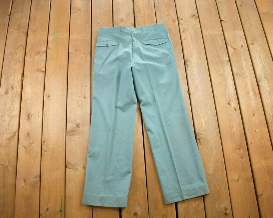 Vintage 1980s Wool Green Trousers Size 34x29/ 1980s Wool Pants / Streetwear / True Vintage / Vintage Workwear / Wool Pants