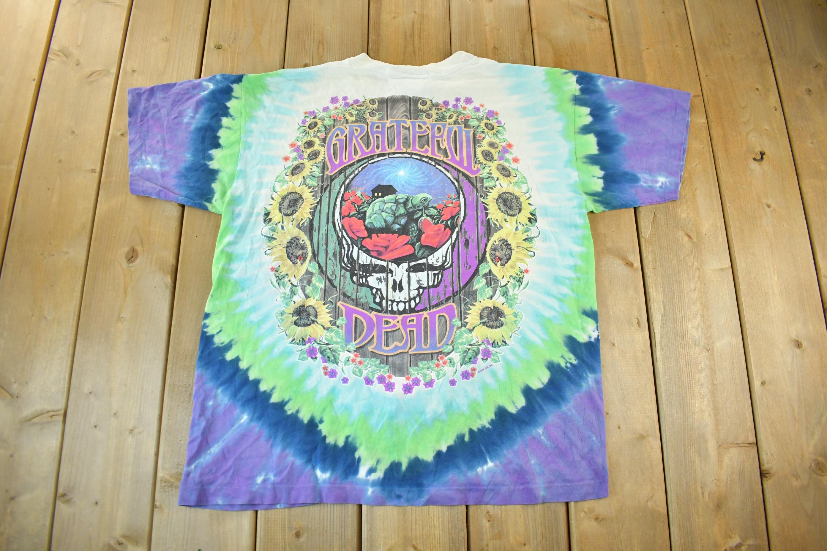 Vintage 1999 Grateful Dead Terrapin Station Tie Dye Liquid Blue Band T Shirt Men's Large