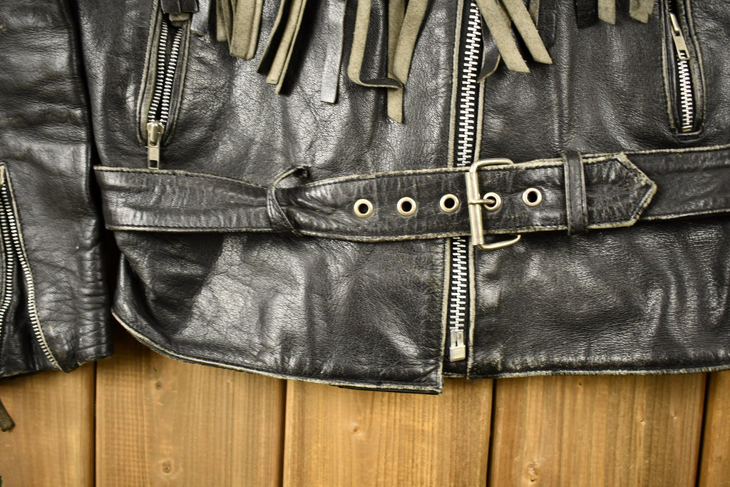 Vintage 1998s Fringed Leather Motorcycle Jacket