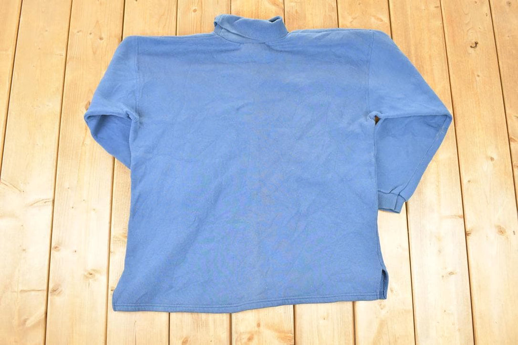 Vintage 1990s Heavyweight Lee Blank Navy Turtleneck Sweatshirt Men's L