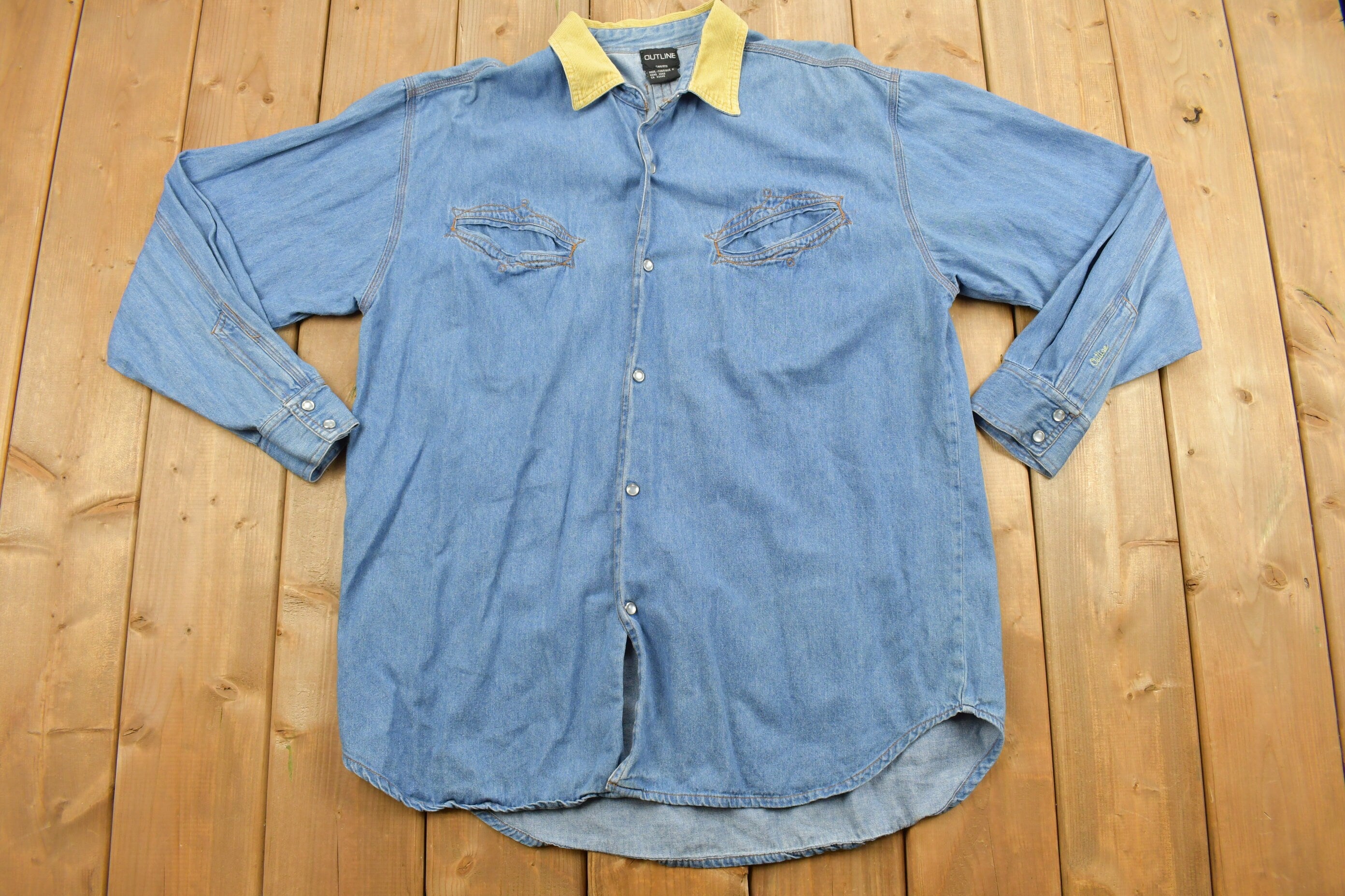 Vintage 1990s Outline Denim Button Up Shirt