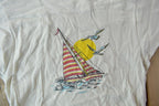 Vintage 1960s Sailboat Graphic Short Sleeve Sweatshirt /
