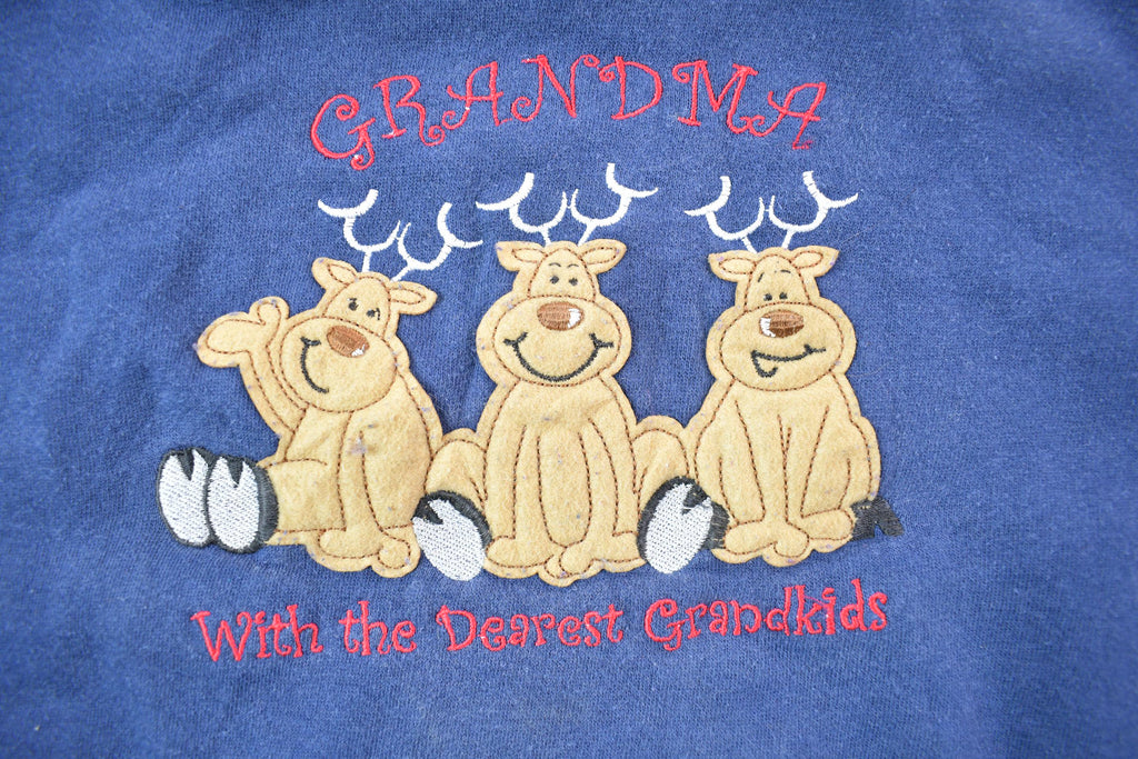 Vintage 1990s Cute Grandma Reindeer Crewneck Sweater