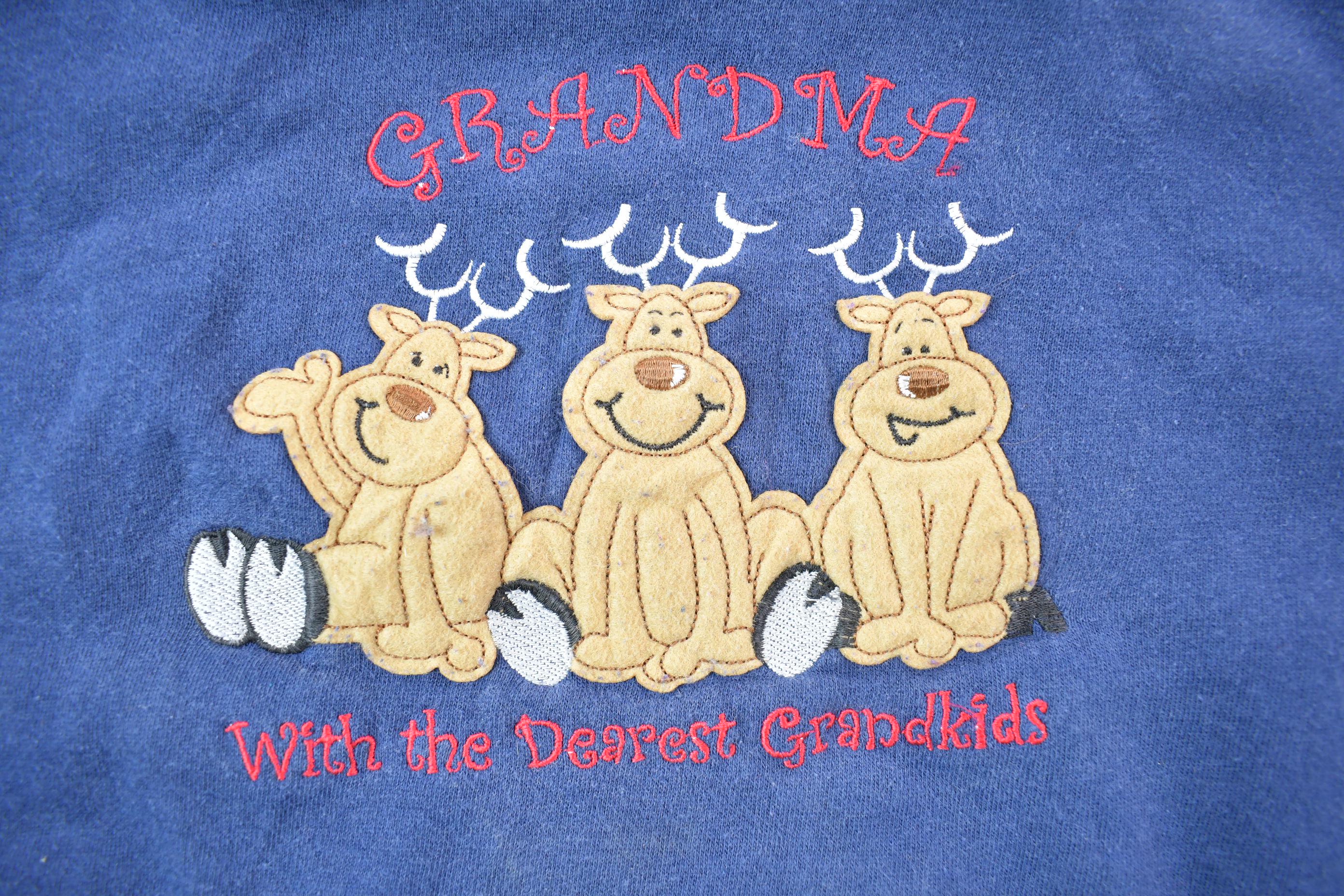 Vintage 1990s Cute Grandma Reindeer Crewneck Sweater