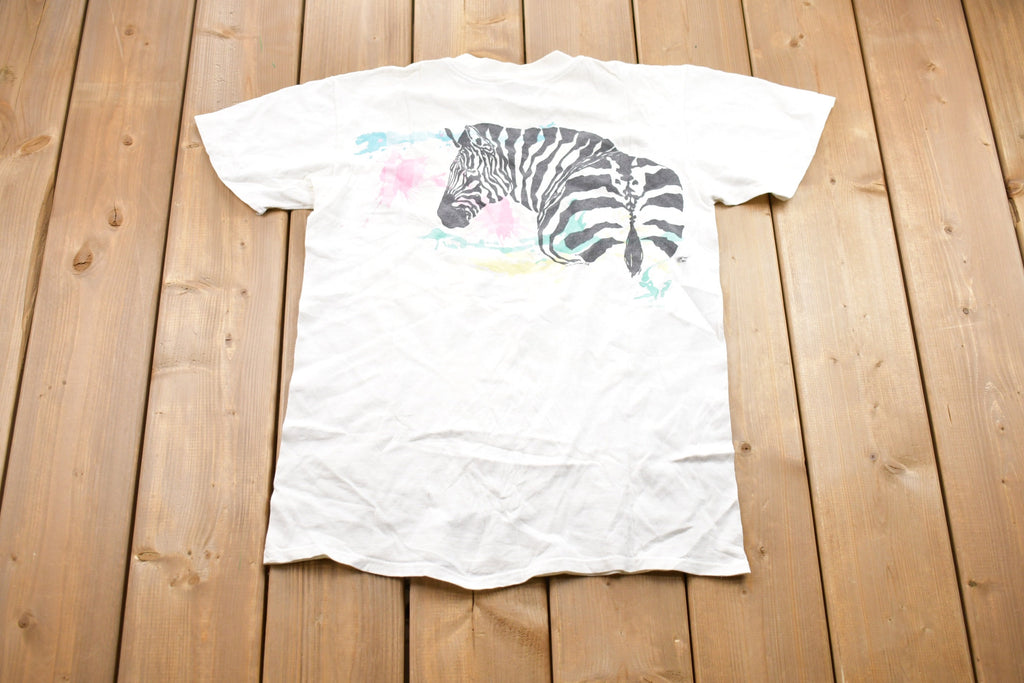 Vintage 1989 Zebra Print Graphic T-Shirt