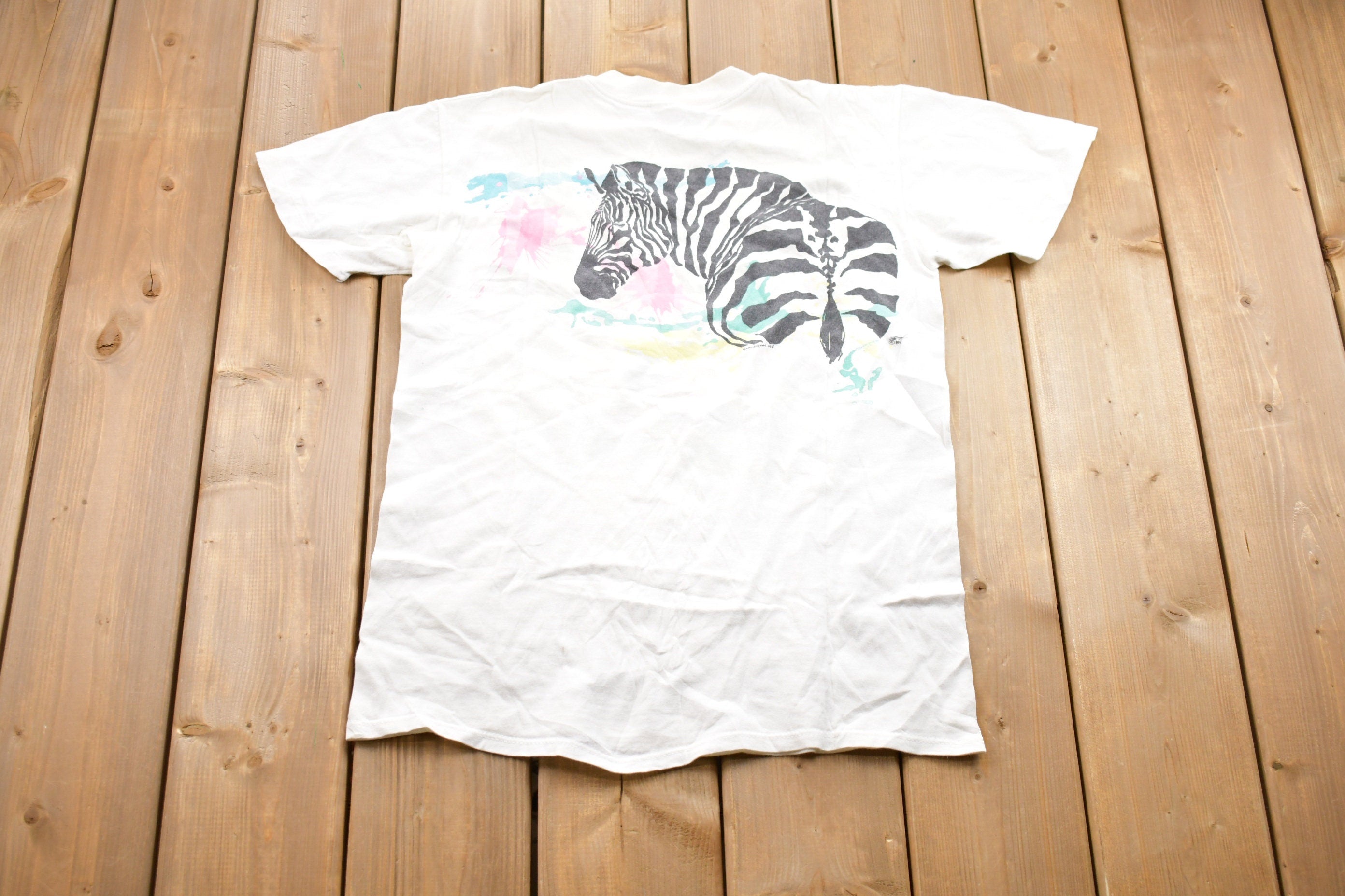 Vintage 1989 Zebra Print Graphic T-Shirt