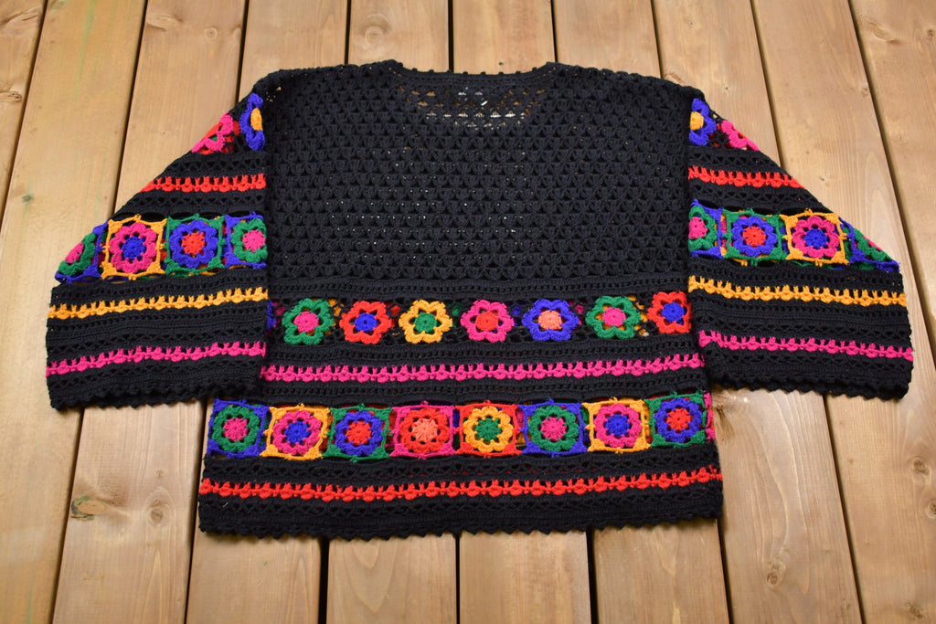 Vintage 1990s Simon Chang Floral Print Knitted Sweater