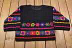 Vintage 1990s Simon Chang Floral Print Knitted Sweater