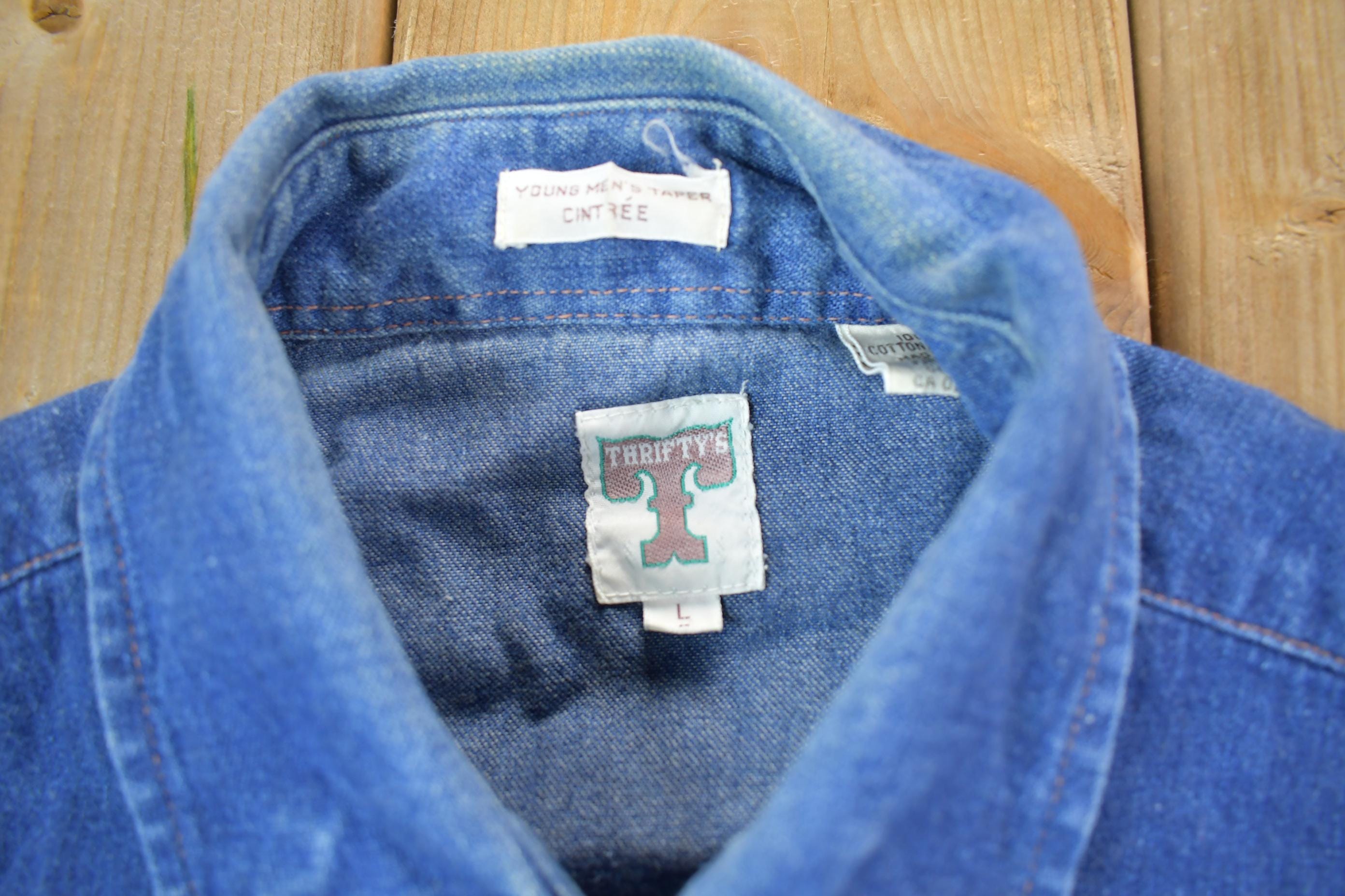 Vintage 1990s Blue Jean Button Up Shirt