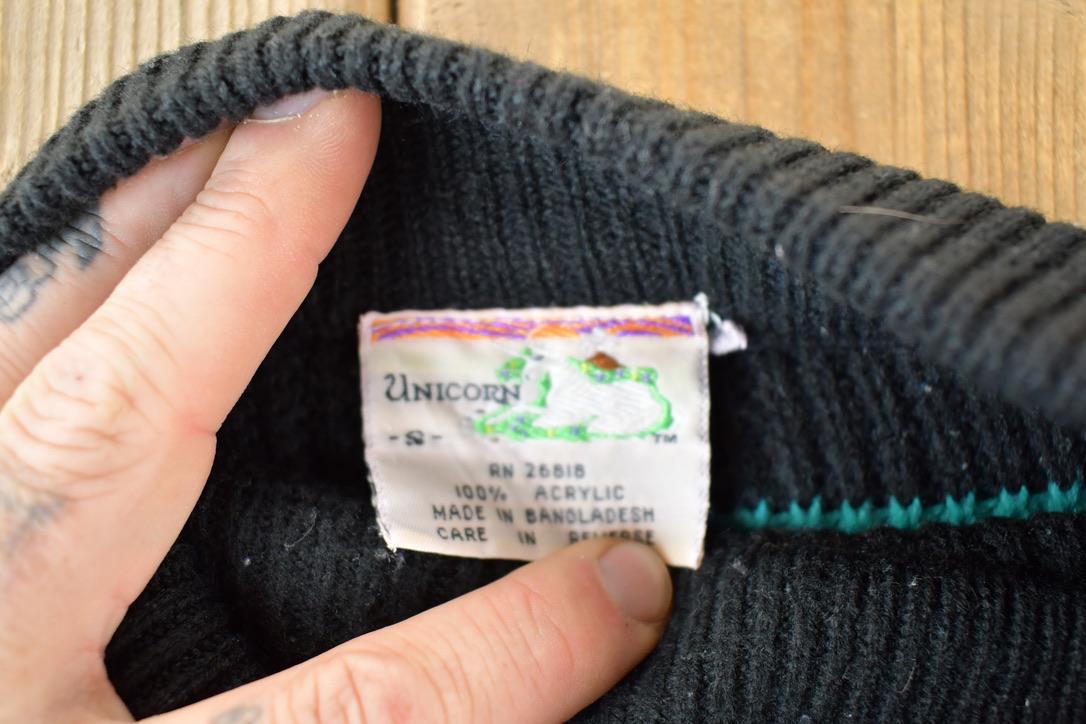 Vintage 1990s Unicorn Knit Abstract Pattern Crewneck Sweater