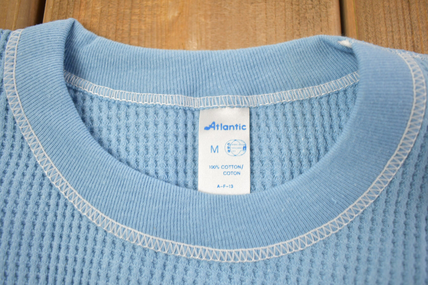 Vintage 1970s Deadstock Atlantic Sanfor Knit Thermal Blue T Shirt / Vintage T Shirt / True Vintage / Deadstock / 70s / Made In Canada