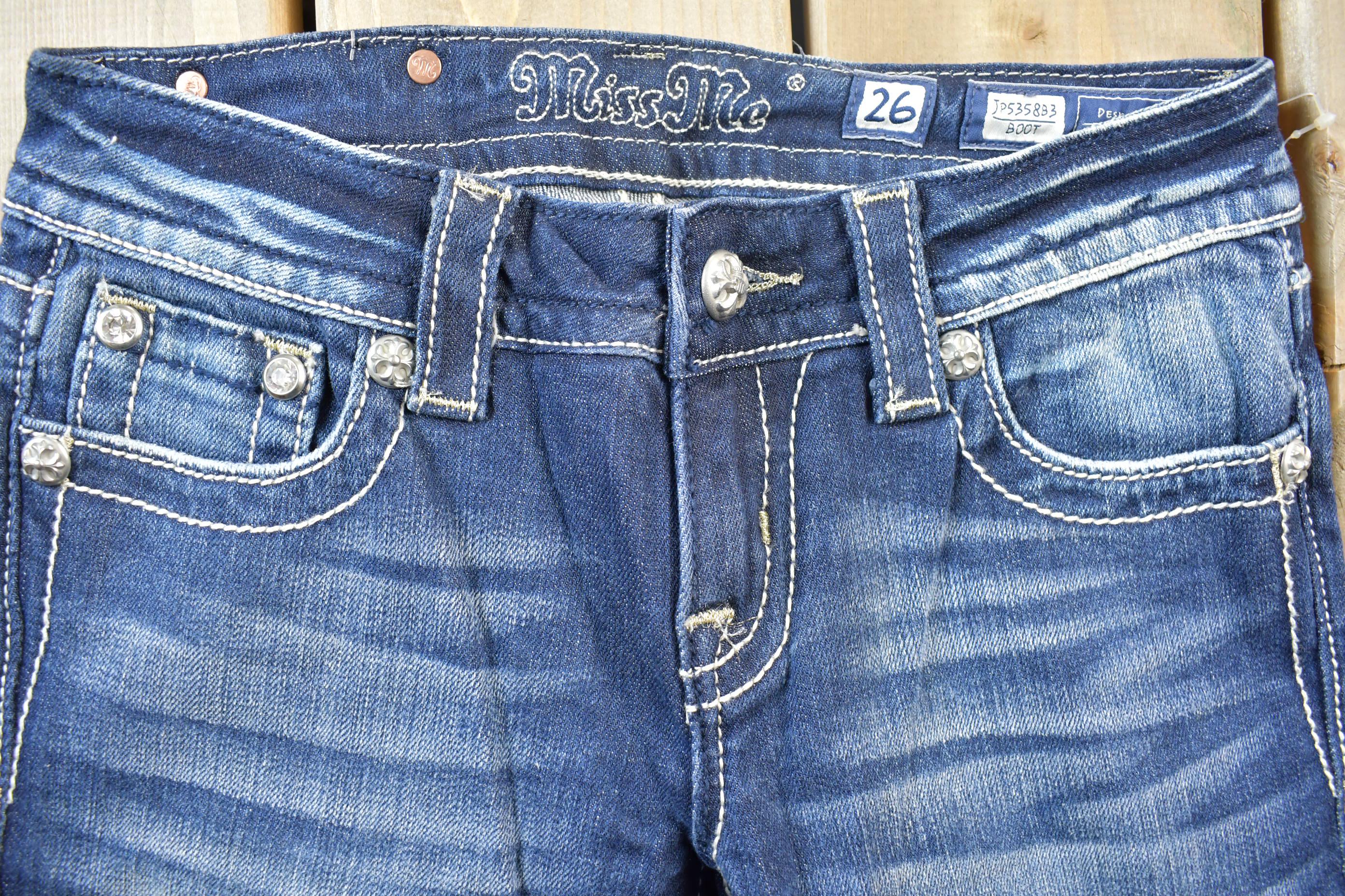 Vintage Y2K Miss Me Bedazzled Low Rise Jeans Size 26x33