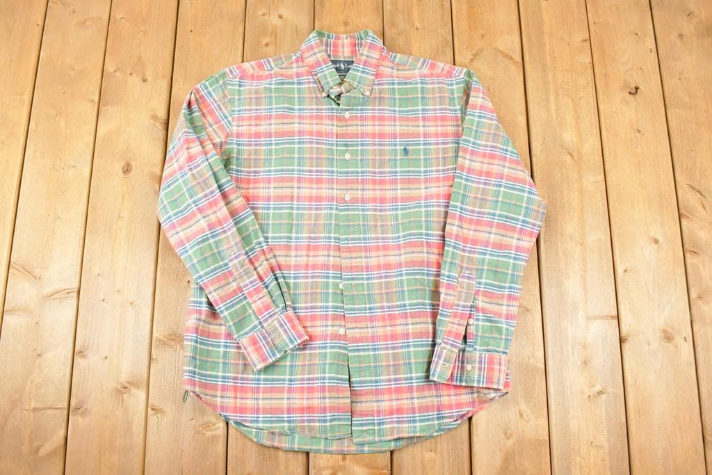 Vintage 1990s Ralph Lauren Plaid Button Up Shirt Men's L