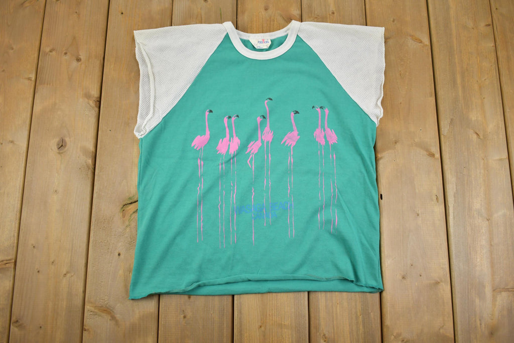 Vintage 1980's Wasaga Beach Mesh Sleeve Cut Off T Shirt