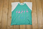 Vintage 1980's Wasaga Beach Mesh Sleeve Cut Off T Shirt