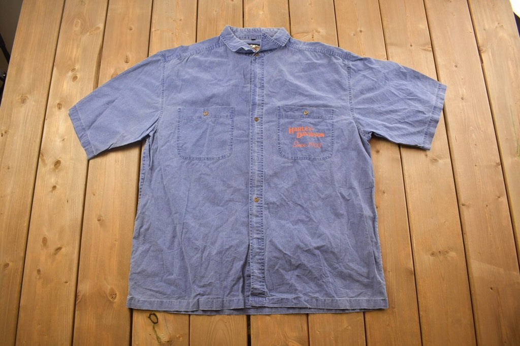 Vintage 1993 Harley Davidson 90 Year Anniversary Button Up
