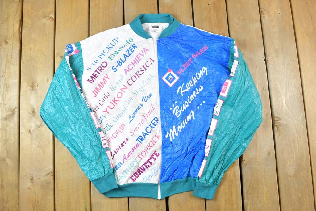 Vintage 1990s Gm Motors All Over Print Fleet Sales Windbreaker Full Zip Jacket