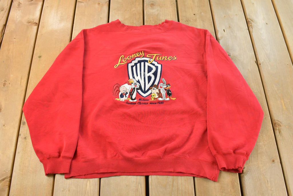 Vintage 1990s Looney Tunes Crewneck Sweatshirt Men's M / Embroidered / Cartoon Promo / Warner Bros