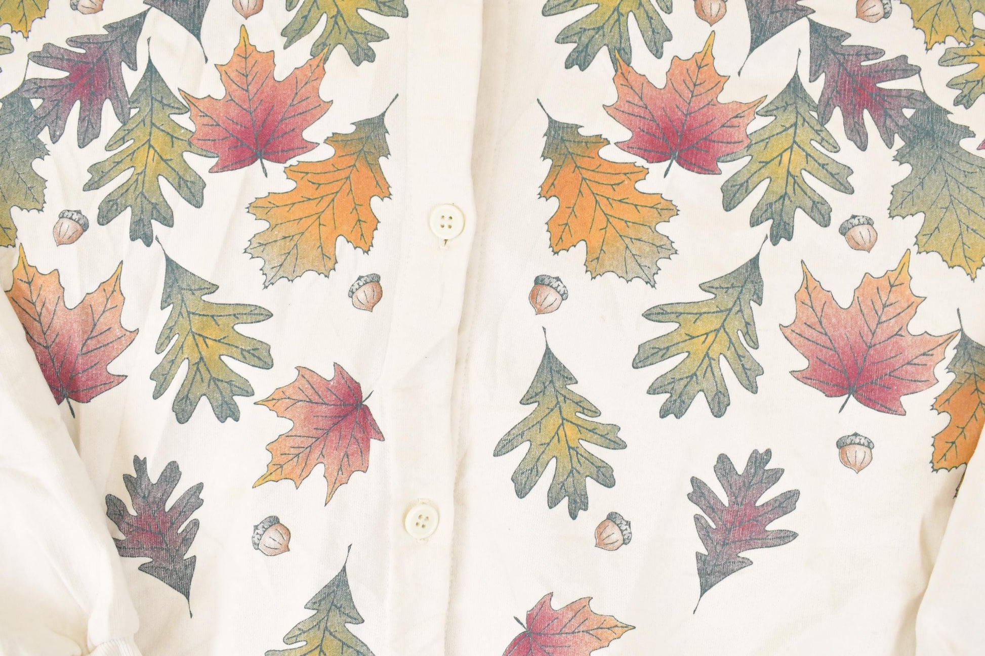 Vintage 1990s Artisans Fall AOP Graphic Print Button Up Crewneck Sweatshirt Women's XL / Made In USA / 90's Destination Sweater