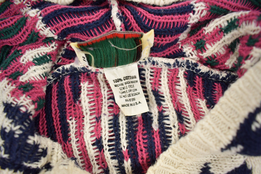 Vintage 1990s Stefano International Aztec Graphic Knit Hoodie
