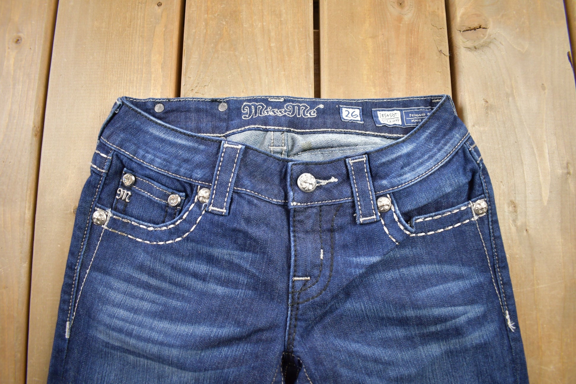 Vintage Y2K Miss Me Bedazzled Low Rise Jeans Size 26x32