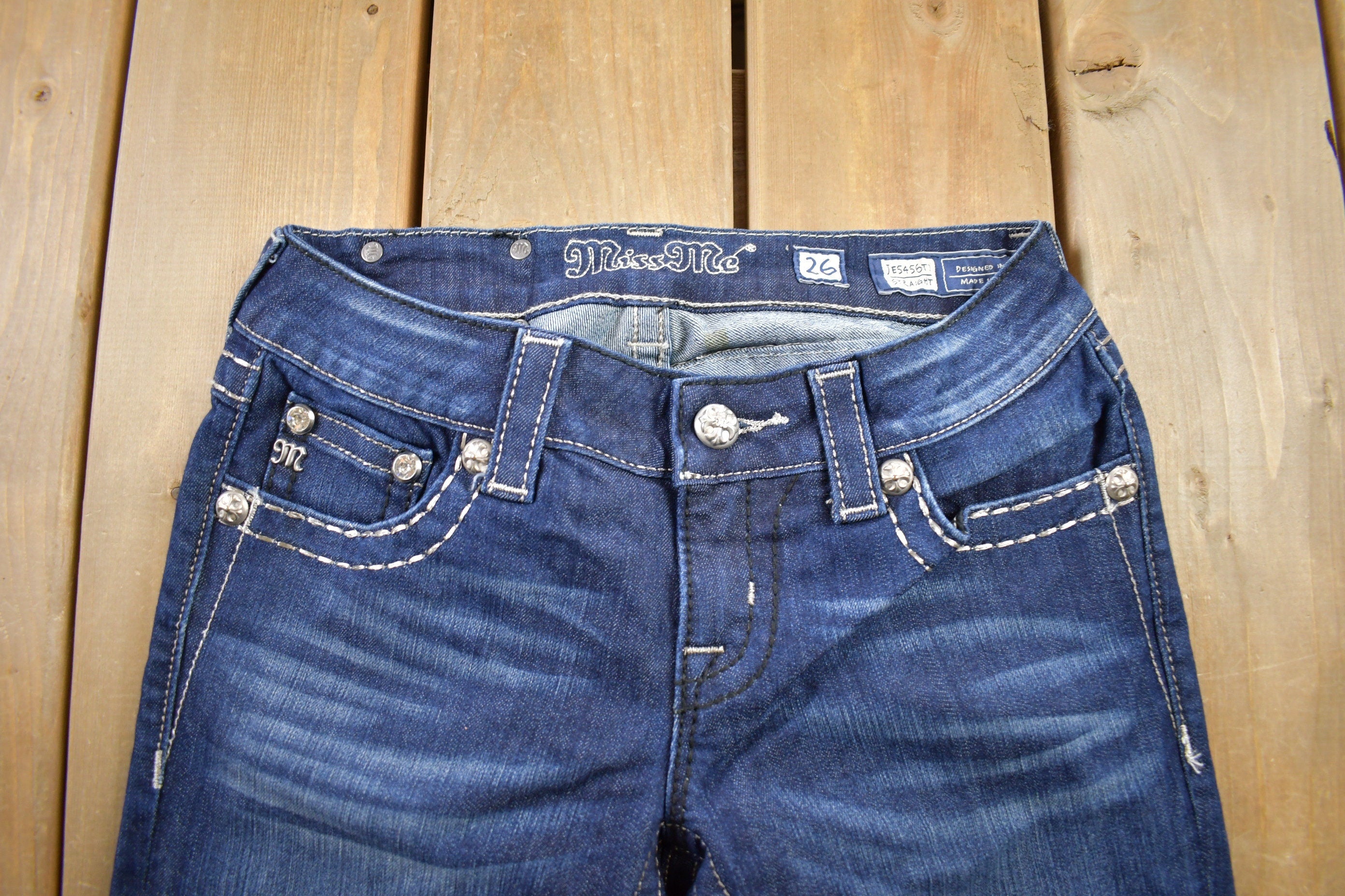 Vintage Y2K Miss Me Bedazzled Low Rise Jeans Size 26x32