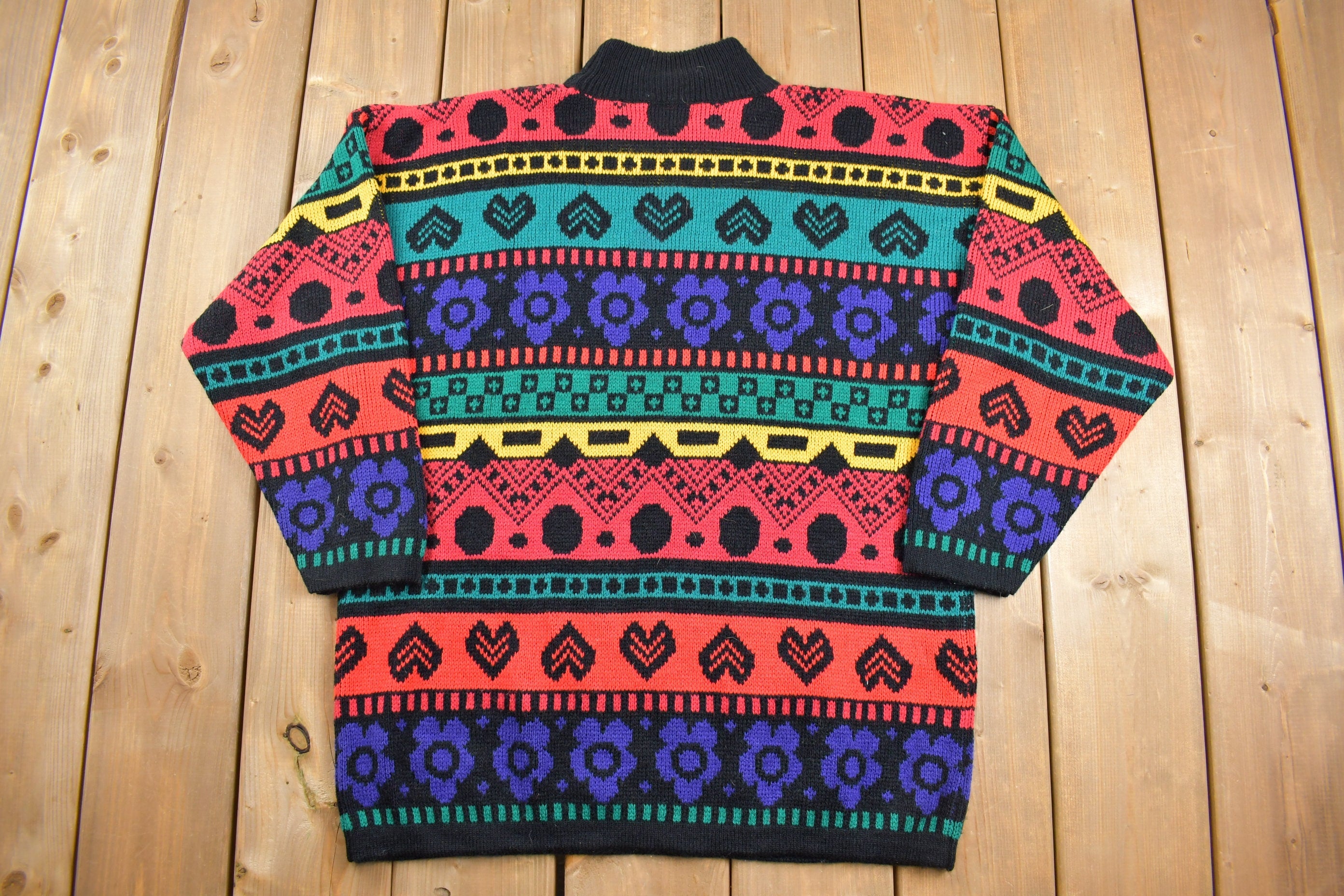 Vintage 1990s Knitted Colorful Crewneck Sweater