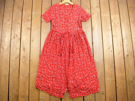 Vintage 1980s Floral Sun Dress / Dino Classic / Vintage Sundress / Retro Womenswear / Sheeth / Made in Canada