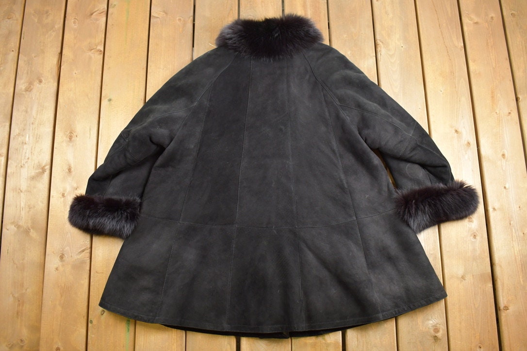 Vintage 1980s Career Suede Leather Coat