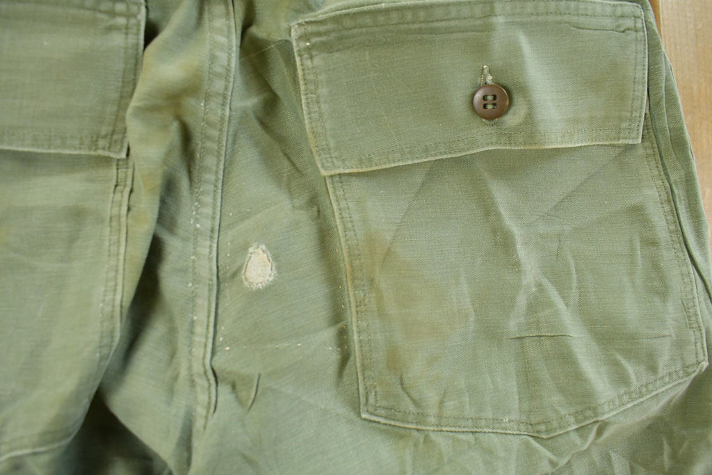 Vintage 1970s Military OG-107 Starched Sateen Fatigue Pants Men's 30 x 32
