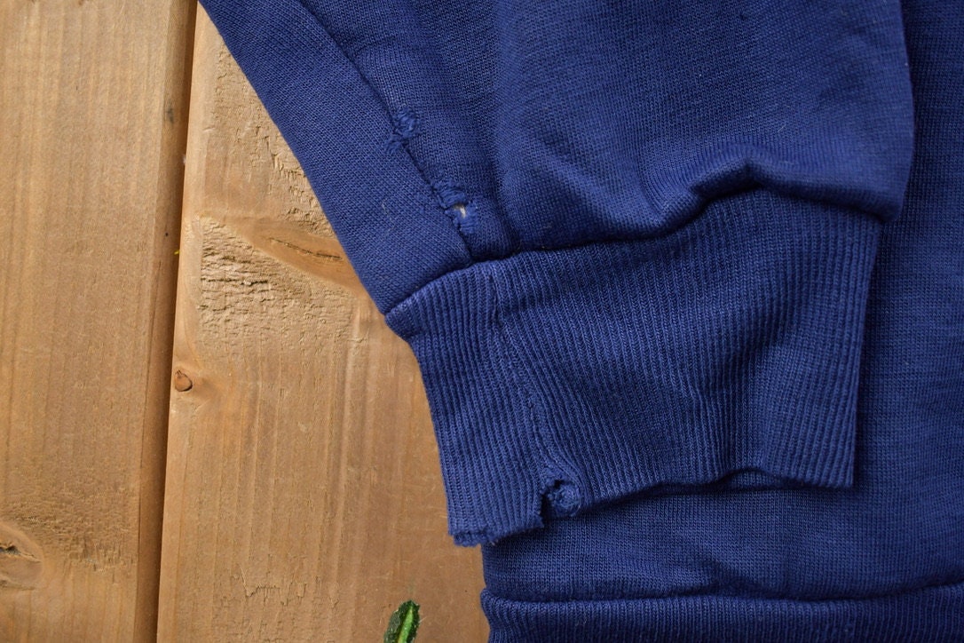 Vintage 1990s Blank Blue Thermal Lined Zip Up Hoodie