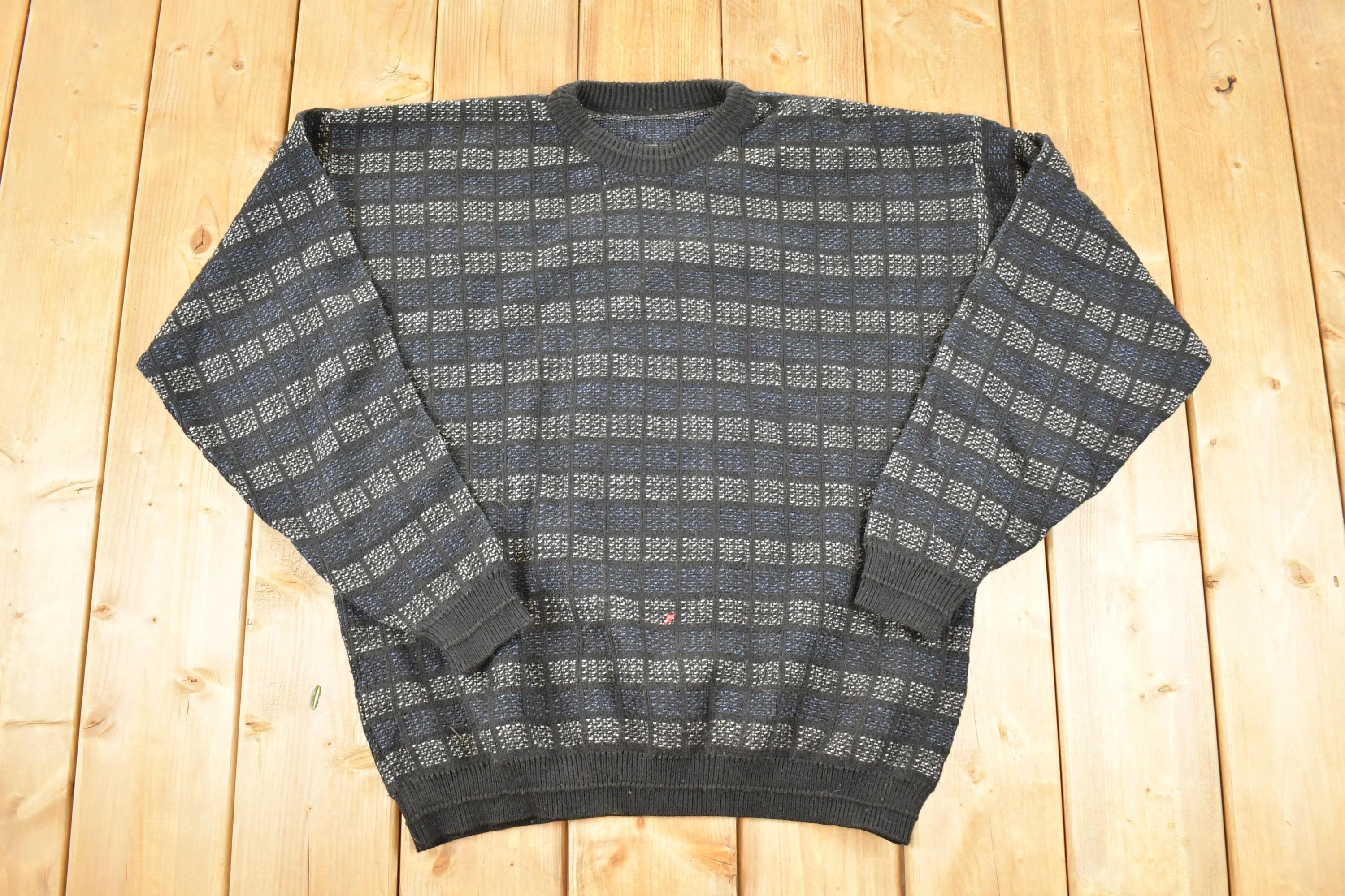 Vintage 1990s Abstract Pattern Knit Crewneck Sweater Mens L /