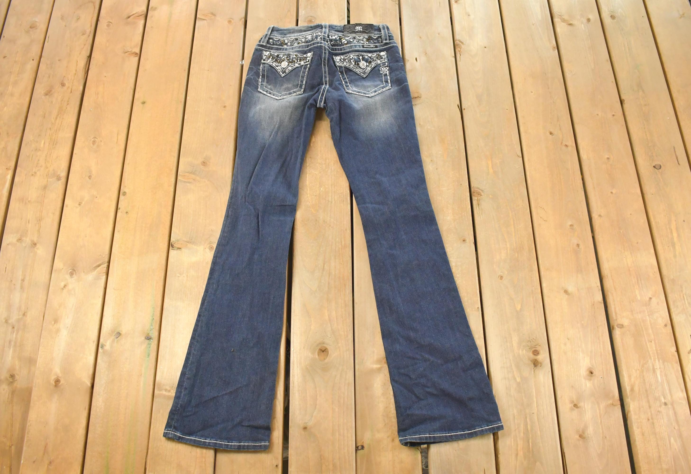 Vintage Deadstock Y2K Miss Me Bedazzled Low Rise Jeans Women's Size 26x31