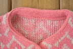 Vintage 1990s Pink Knit Crewneck Button Up Sweater