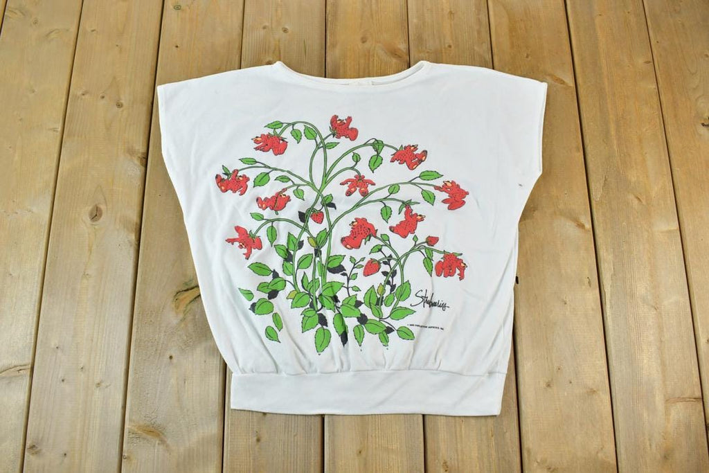 Vintage 1989 Strawberries Teddy Bear Single Stitch Tank Top