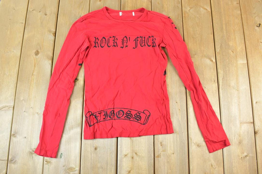 Women Vintage Vigoss Y2K Rocker T-Shirt / Vigoss Grunge Skull Print / Contrast Stitch / Internet Famous Clothing / Over Dyed