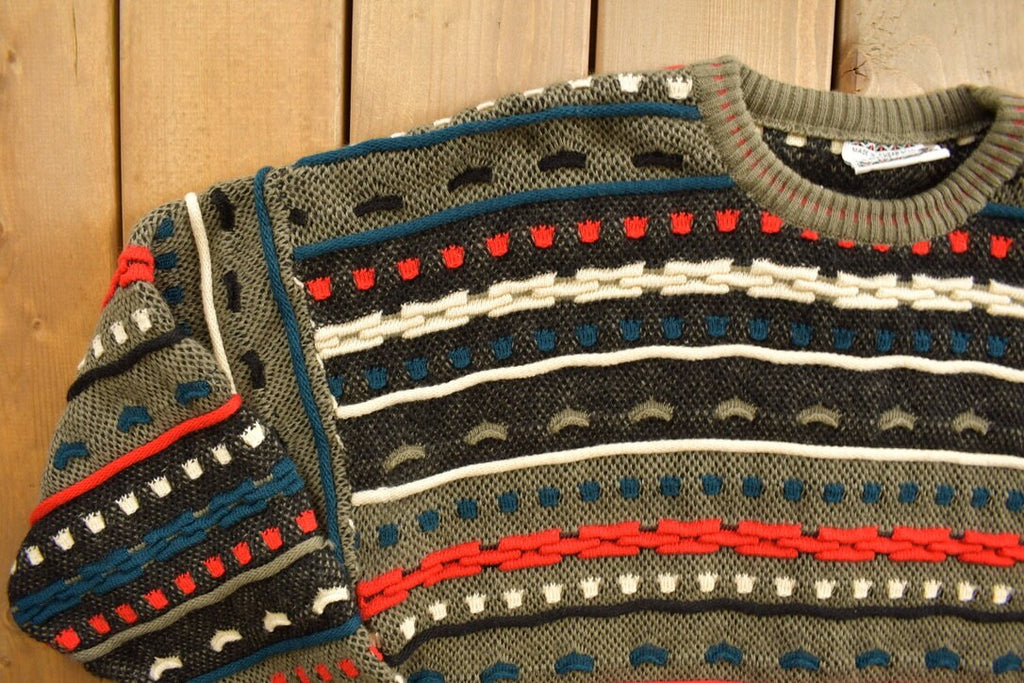 Vintage 1990s Kalaroo Australia 3D Cable Knit Sweater / Vintage 90s Crewneck / Abstract Art Pattern / Sweatshirt / Streetwear