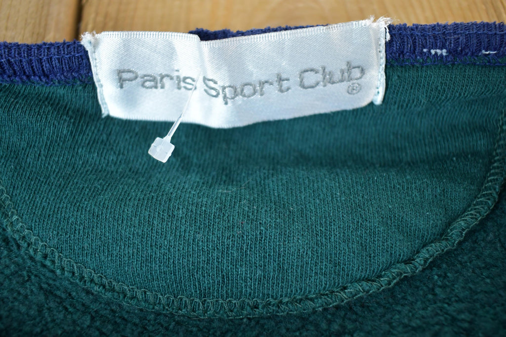 Vintage 1990s Paris Sport Club Plaid Letter Crewneck Sweatshirt