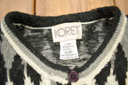 Vintage 1990s Koret All Over Pattern Open Knitted Cardigan Sweater