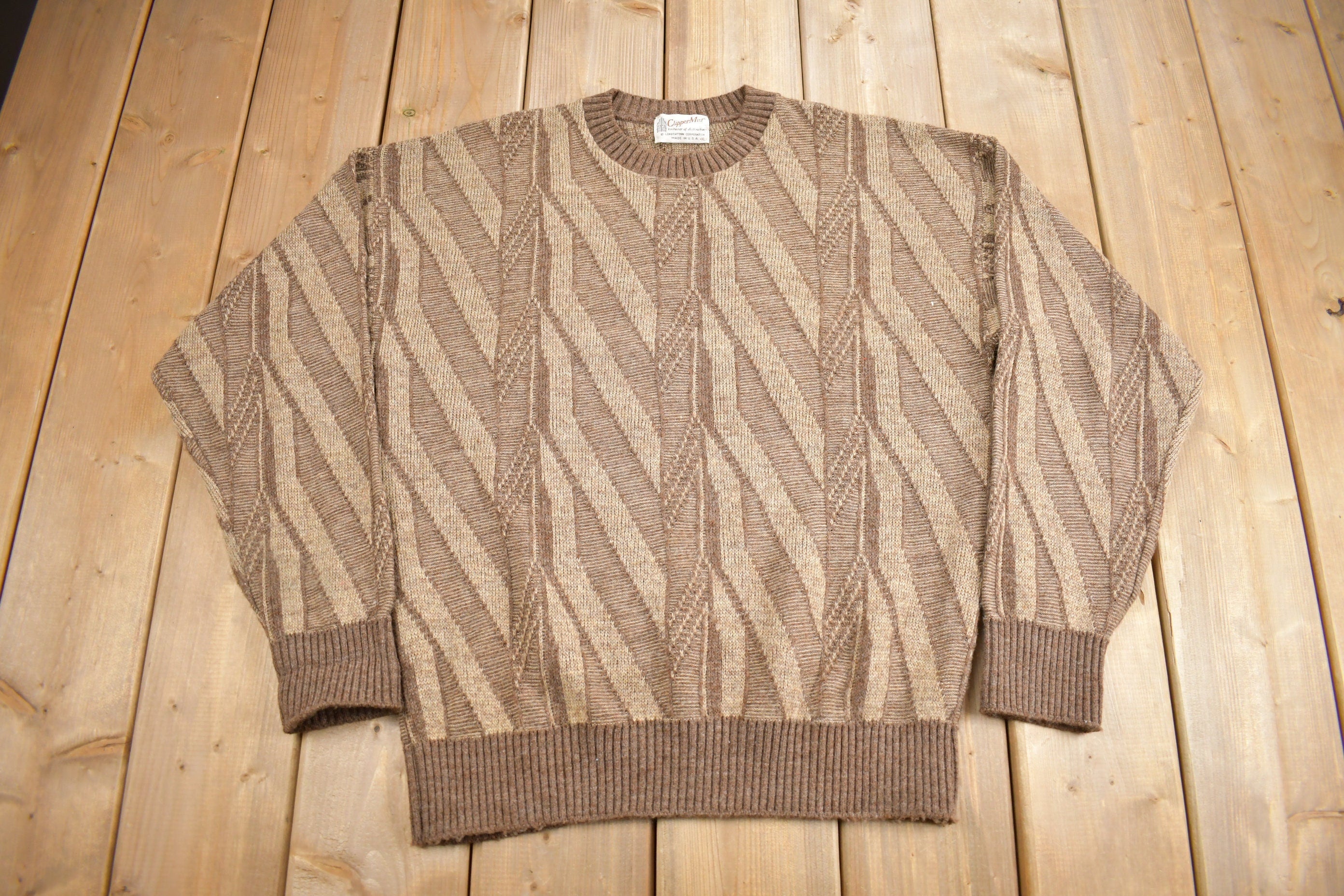 Vintage 1960s Clippermist Wool Knit Sweater  True Vintage  60s Sweater  Made In USA