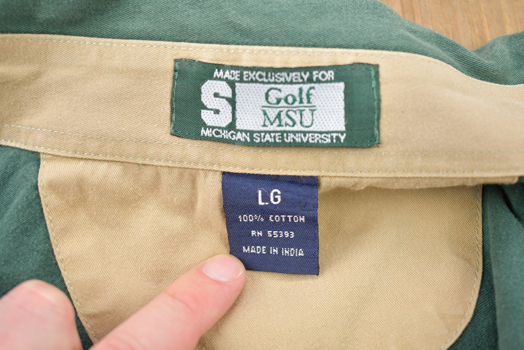 Vintage 1990s University Of Michigan State Collegiate Spartans Button Up  Embroidered  NCAA Sweatshirt  Sportswear  Americana  Spartans