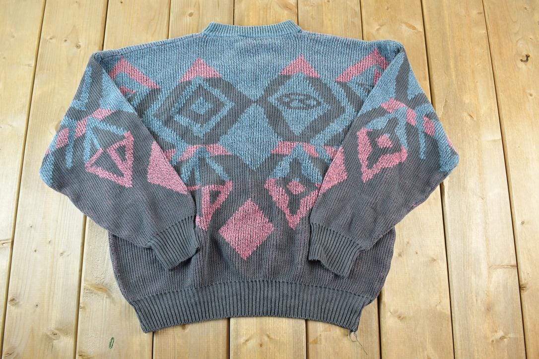 Vintage 1990s Generra Knit Abstract Pattern Crewneck Sweater