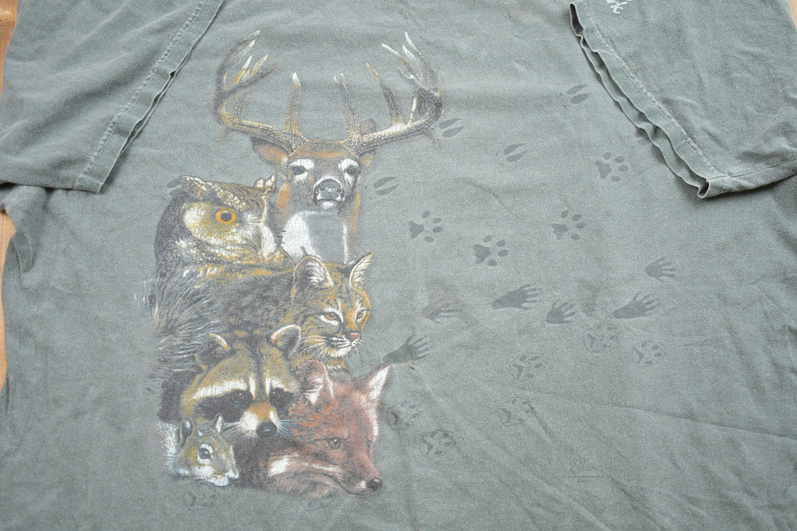 Vintage 1990s Garment Dyed Deer Nature T-Shirt
