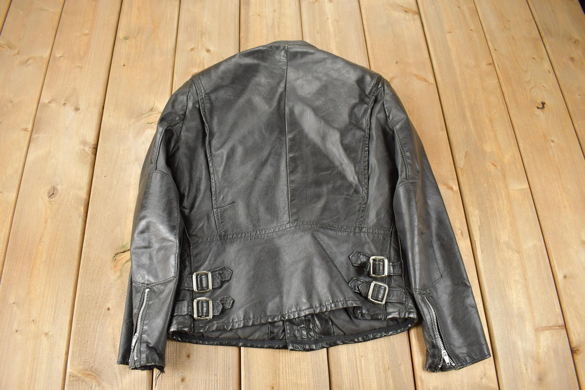Vintage 1990s Leather Attic Genuine Leather Biker Jacket Made In Canada