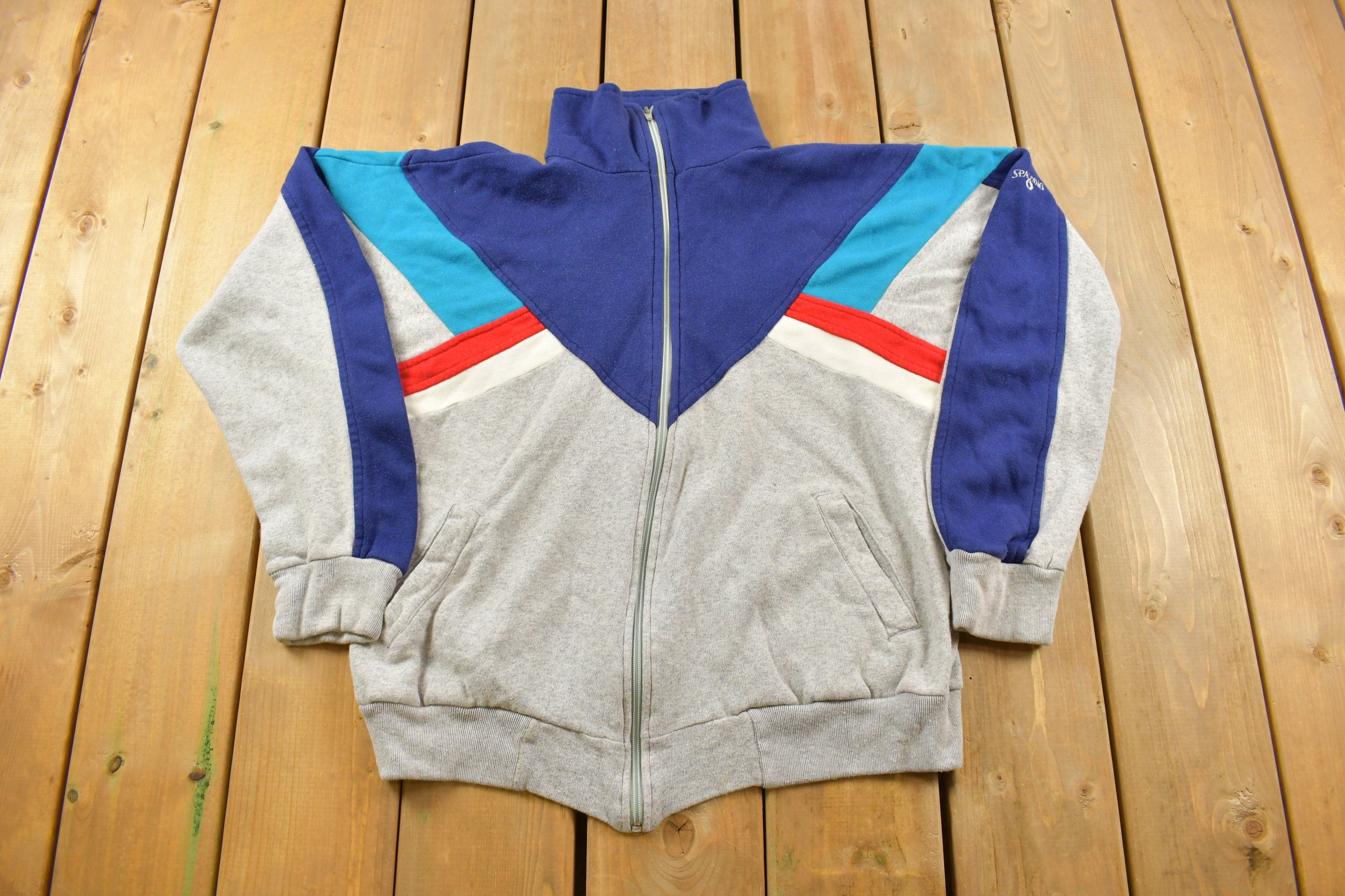 Vintage 1980s Spalding Sportswear Colorblock Full Zip Sweatshirt
