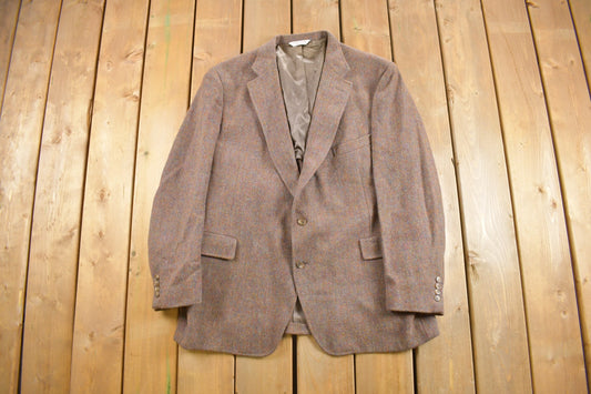 Vintage 1980s Harris Tweed 100% Pure Scottish Wool Blazer Jacket / Formal Wear / Made In The USA / Hand Woven