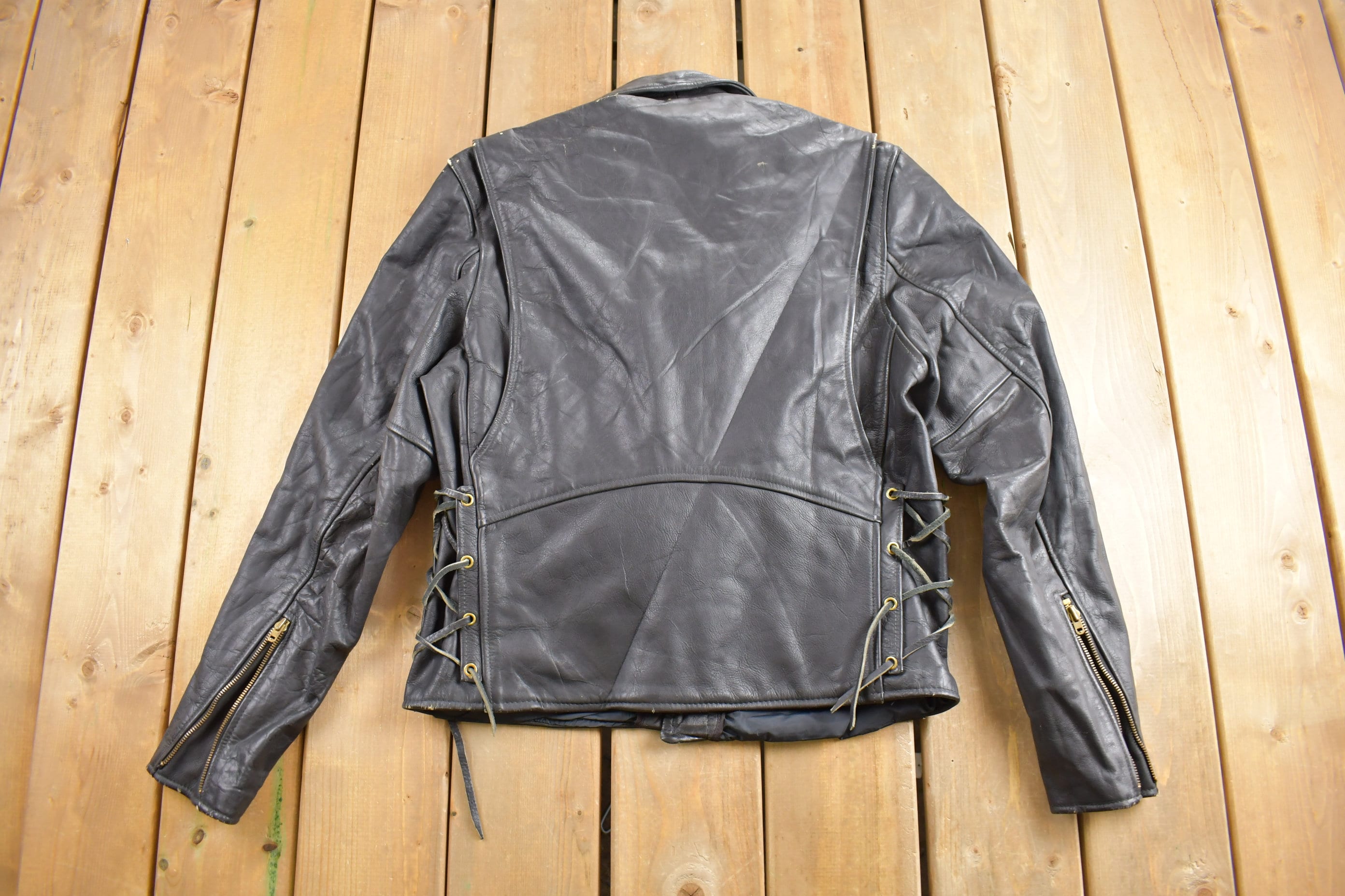 Vintage 1970s Branded Garments Leather Biker Jacket